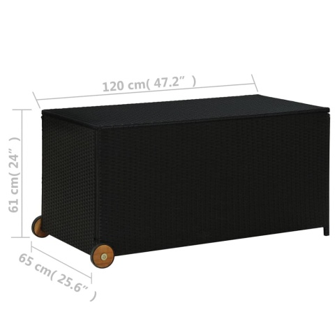 SKRZYNIA OGRODOWA CZARNA 120X65X61CM RATTAN PE