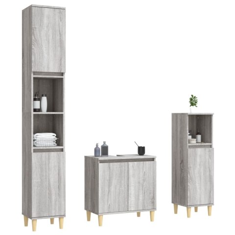 3-CZĘŚCIOWY ZESTAW MEBLI ŁAZIENKOWYCH SZARY DĄB SONOMA