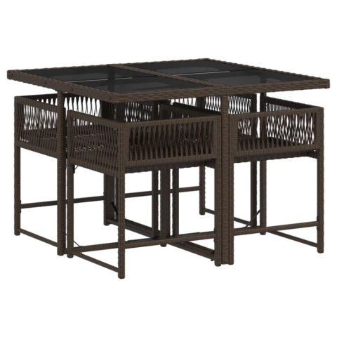 5-CZ. ZESTAW MEBLI OGRODOWYCH Z PODUSZKAMI BRĄZOWY POLIRATTAN