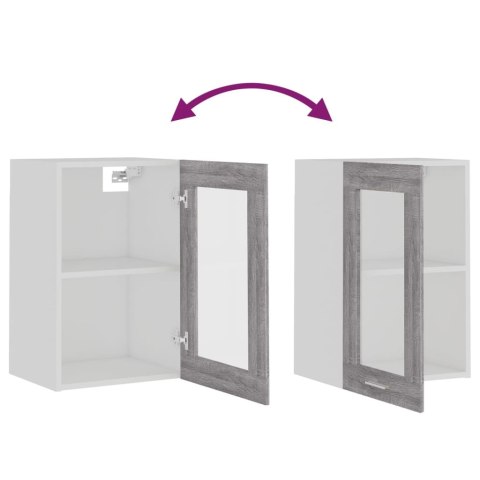 PRZESZKLONA SZAFKA WISZĄCA SZARY DĄB SONOMA 40X31X60CM