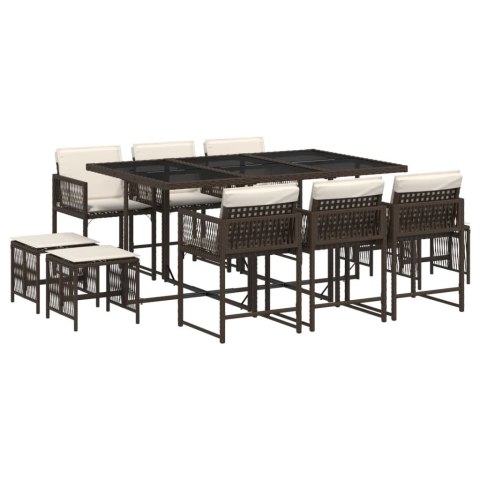 11-CZ. ZESTAW MEBLI OGRODOWYCH PODUSZKI BRĄZOWY RATTAN PE