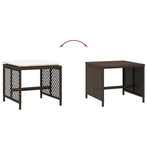 STOŁKI OGRODOWE Z PODUSZKAMI 4 SZT. BRĄZOWE 41X41X36CM