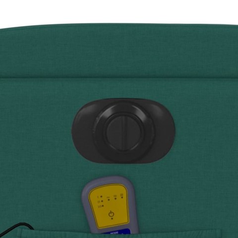 ROZKŁADANY FOTEL MASUJĄCY ELEKTRYCZNY CIEMNOZIELONY TKANINA