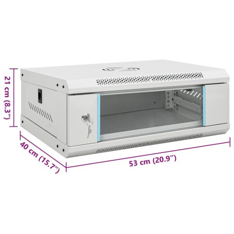 SZARA DRZWI SZKLANE 4U 19" IP20 53X40X21CM SZARA DRZWI SZKLANE