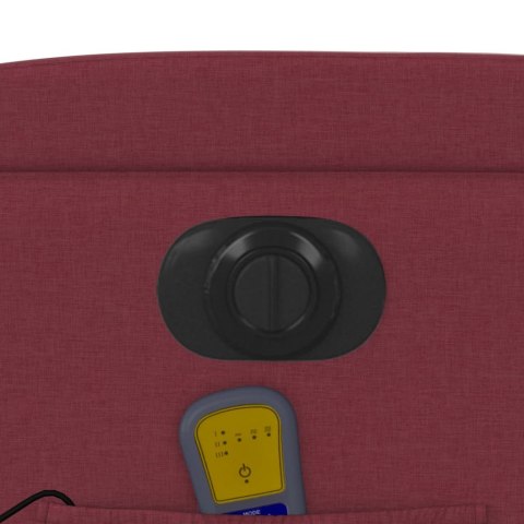 ROZKŁADANY FOTEL MASUJĄCY ELEKTRYCZNY WINNA CZERWIEŃ TKANINA