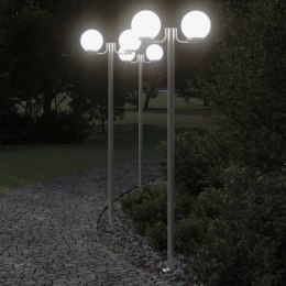 STOJĄCE LAMPY OGRODOWE 3 SZT SREBRNE 215CM STAL NIERDZEWNA