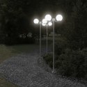 STOJĄCE LAMPY OGRODOWE 3 SZT SREBRNE 215CM STAL NIERDZEWNA