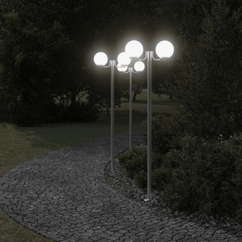 STOJĄCE LAMPY OGRODOWE 3 SZT SREBRNE 215CM STAL NIERDZEWNA