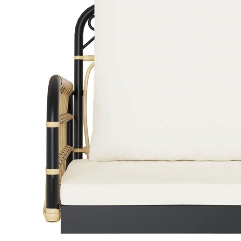 HUŚTAWKA ŁAWKA BUJANA Z PODUSZKAMI 105X58X38CM POLIRATTAN I STAL