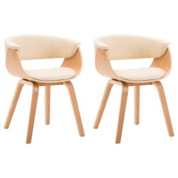 KRZESŁA STOŁOWE 2 SZT. KREMOWE GIĘTE DREWNO I SZTUCZNA SKÓRA