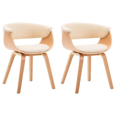 KRZESŁA STOŁOWE 2 SZT. KREMOWE GIĘTE DREWNO I SZTUCZNA SKÓRA