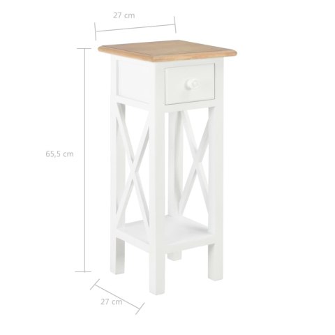 STOLIK BOCZNY BIAŁY 27X27X655CM DREWNIANY