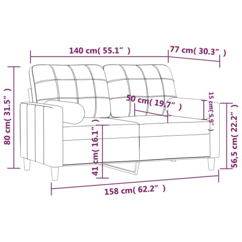 2-OSOBOWA SOFA Z PODUSZKAMI TAUPE 140CM TKANINA