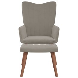 FOTEL Z PODNÓŻKIEM JASNOSZARY OBITY AKSAMITEM