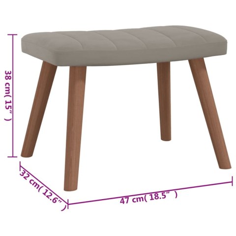 FOTEL Z PODNÓŻKIEM JASNOSZARY OBITY AKSAMITEM