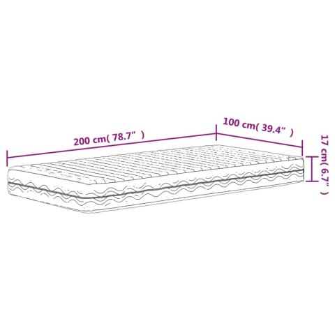 MATERAC PIANKOWY, BIAŁY, 100X200 CM, TWARDOŚĆ H2/H3