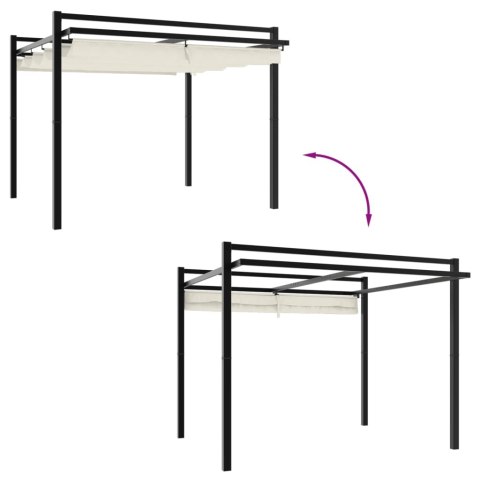 ALTANA OGRODOWA ZE ZWIJANYM DACHEM KREMOWA 3X3M ALUMINIUM