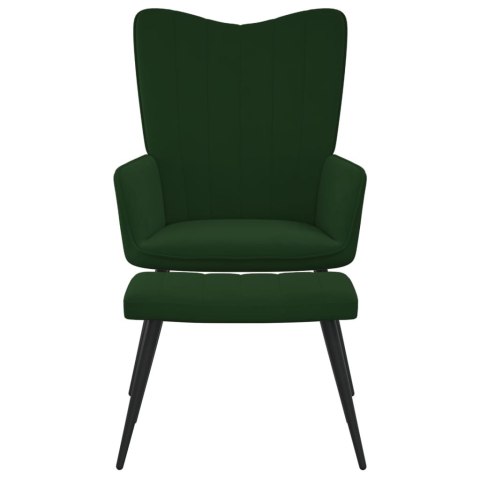 FOTEL Z PODNÓŻKIEM CIEMNOZIELONY OBITY AKSAMITEM