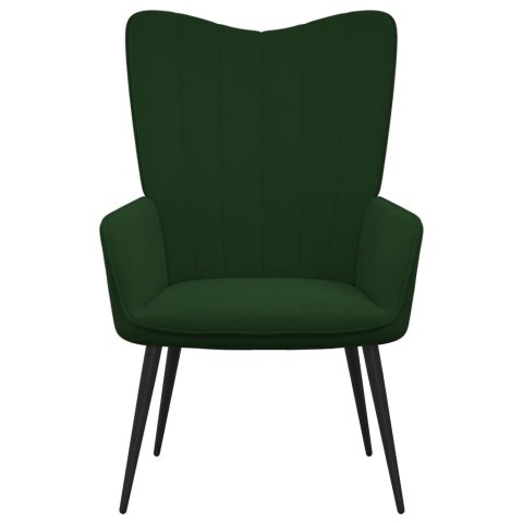 FOTEL Z PODNÓŻKIEM CIEMNOZIELONY OBITY AKSAMITEM
