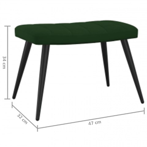 FOTEL Z PODNÓŻKIEM CIEMNOZIELONY OBITY AKSAMITEM