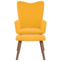 FOTEL Z PODNÓŻKIEM MUSZTARDOWY OBITY AKSAMITEM