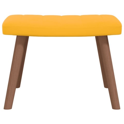 FOTEL Z PODNÓŻKIEM MUSZTARDOWY OBITY AKSAMITEM