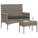OGRODOWA ŁAWKA 2-OS. Z PODUSZKAMI I STOLIKIEM SZARY POLIRATTAN