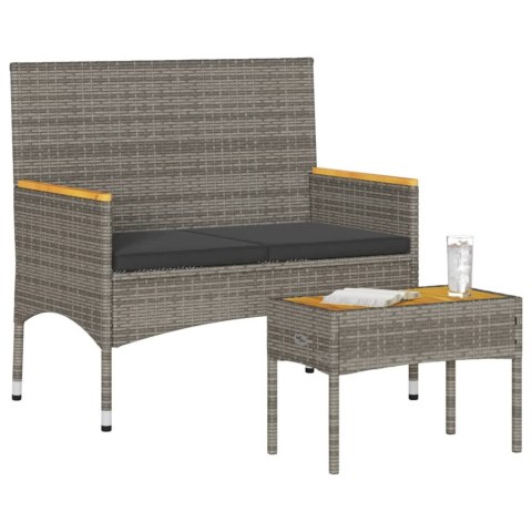 OGRODOWA ŁAWKA 2-OS. Z PODUSZKAMI I STOLIKIEM SZARY POLIRATTAN