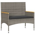 OGRODOWA ŁAWKA 2-OS. Z PODUSZKAMI I STOLIKIEM SZARY POLIRATTAN
