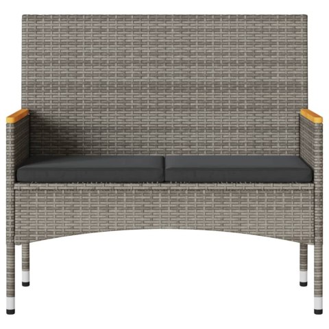 OGRODOWA ŁAWKA 2-OS. Z PODUSZKAMI I STOLIKIEM SZARY POLIRATTAN