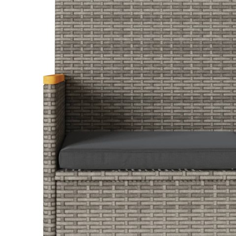 OGRODOWA ŁAWKA 2-OS. Z PODUSZKAMI I STOLIKIEM SZARY POLIRATTAN