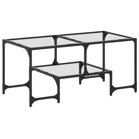 STOLIK KAWOWY ZE SZKLANYM BLATEM 98,5X50X45CM STAL