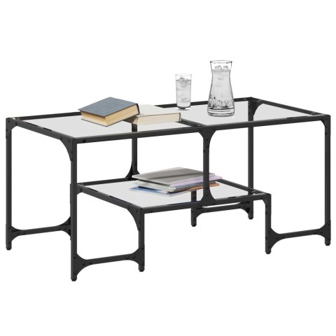 STOLIK KAWOWY ZE SZKLANYM BLATEM 98,5X50X45CM STAL