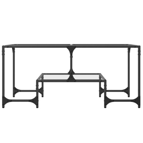 STOLIK KAWOWY ZE SZKLANYM BLATEM 98,5X50X45CM STAL