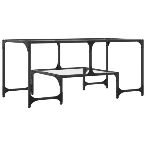 STOLIK KAWOWY ZE SZKLANYM BLATEM 98,5X50X45CM STAL