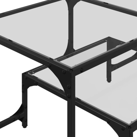 STOLIK KAWOWY ZE SZKLANYM BLATEM 98,5X50X45CM STAL