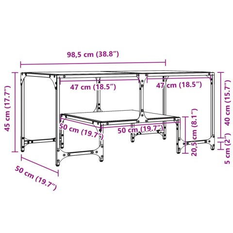 STOLIK KAWOWY ZE SZKLANYM BLATEM 98,5X50X45CM STAL