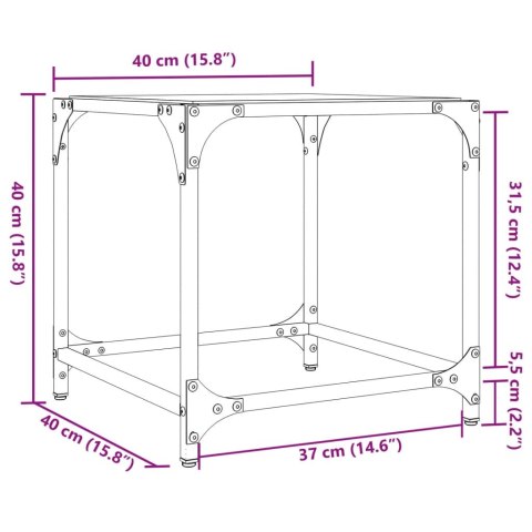 STOLIKI KAWOWE ZE SZKLANYM BLATEM 2 SZT. 40X40X40CM STAL