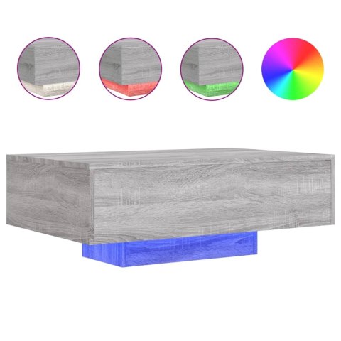 STOLIK KAWOWY Z LED SZARY DĄB SONOMA 85X55X31CM