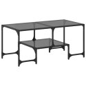 STOLIK KAWOWY Z CZARNYM SZKLANYM BLATEM 98,5X50X45CM STAL