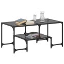 STOLIK KAWOWY Z CZARNYM SZKLANYM BLATEM 98,5X50X45CM STAL