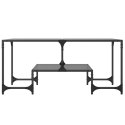 STOLIK KAWOWY Z CZARNYM SZKLANYM BLATEM 98,5X50X45CM STAL