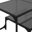 STOLIK KAWOWY Z CZARNYM SZKLANYM BLATEM 98,5X50X45CM STAL