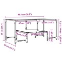 STOLIK KAWOWY Z CZARNYM SZKLANYM BLATEM 98,5X50X45CM STAL