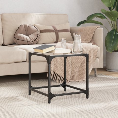 STOLIK KAWOWY ZE SZKLANYM BLATEM 40X40X40CM STAL