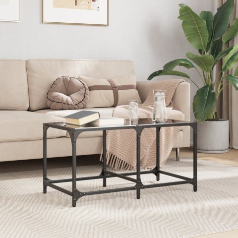 STOLIK KAWOWY Z CZARNYM SZKLANYM BLATEM 78,5X40X40CM STAL
