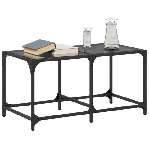 STOLIK KAWOWY Z CZARNYM SZKLANYM BLATEM 78,5X40X40CM STAL