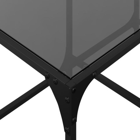 STOLIK KAWOWY Z CZARNYM SZKLANYM BLATEM 78,5X40X40CM STAL