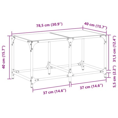 STOLIK KAWOWY Z CZARNYM SZKLANYM BLATEM 78,5X40X40CM STAL