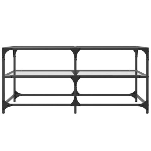 STOLIK KAWOWY ZE SZKLANYM BLATEM 98,5X50X45CM STAL